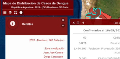 Mapa de distribución de casos de Dengue