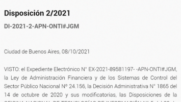 Aprobación de los Estándares Tecnológicos para la Administración Pública Nacional