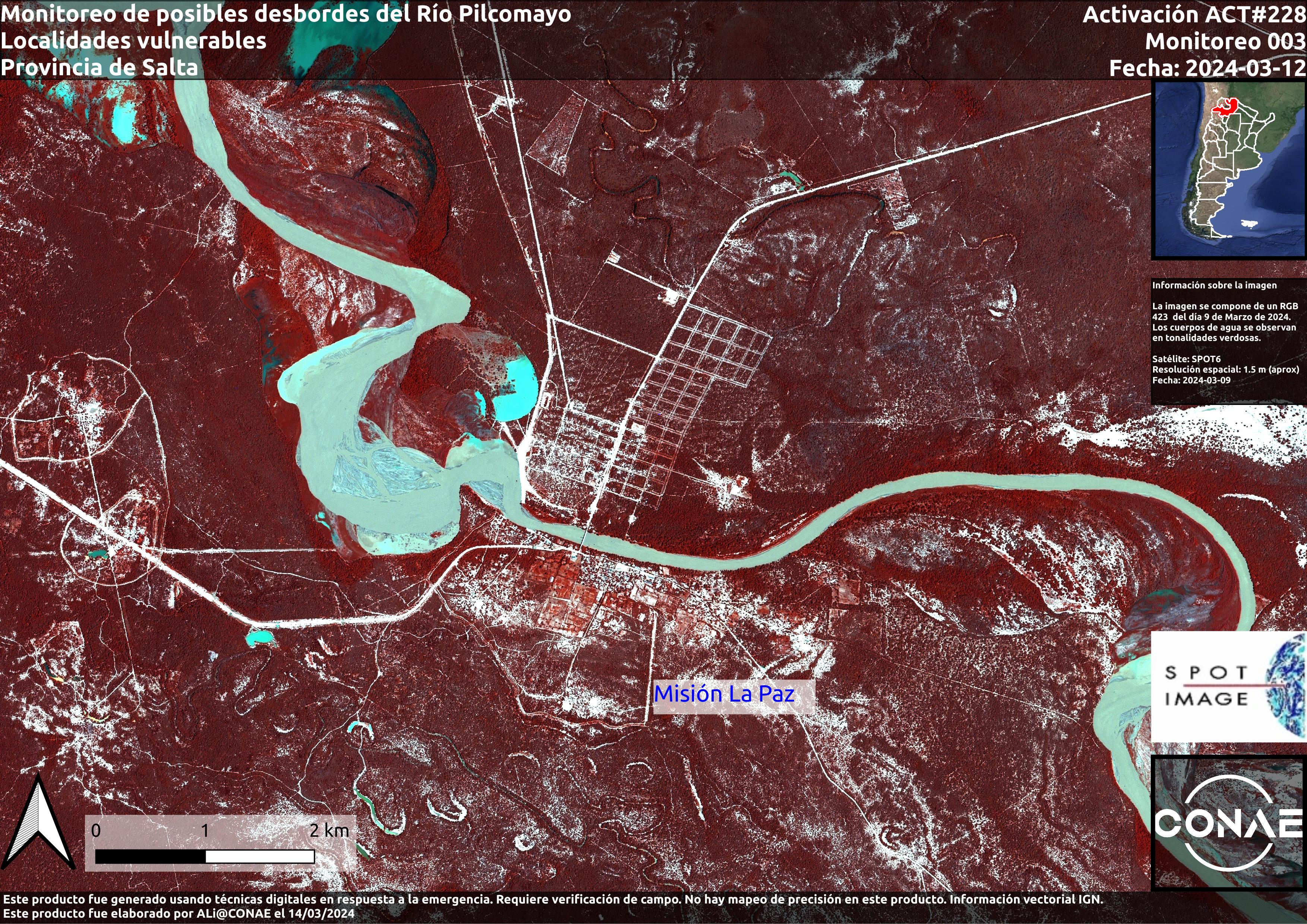 Mapa de Monitoreo de Posibles desbordes del Río Pilcomayo (UEAT-CONAE)